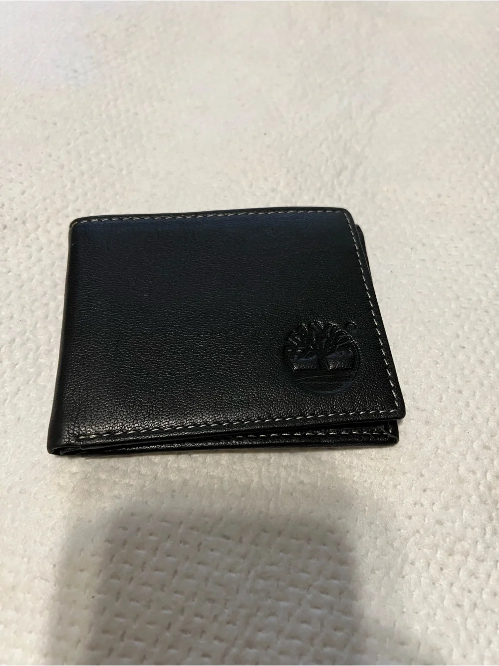Timberland Black Leather Wallet with Embossed Tree Logo